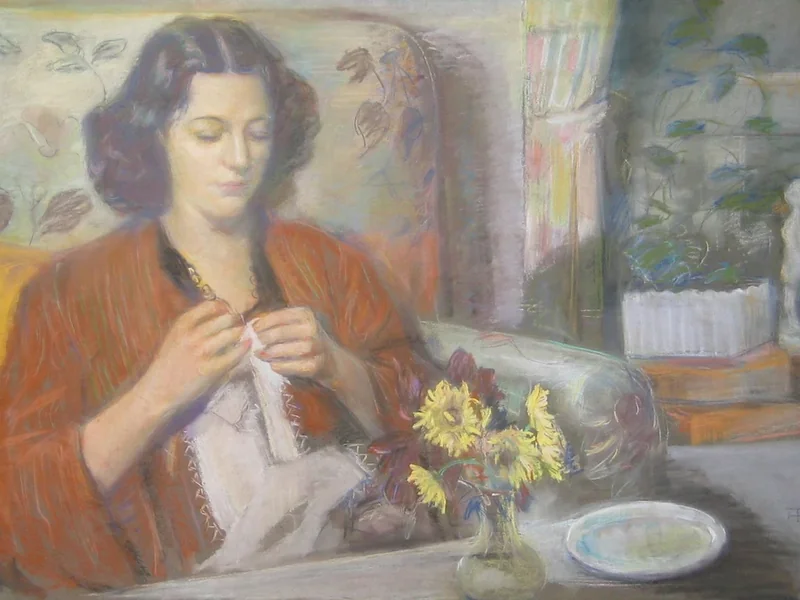 1895-Thorvald Hansen - Interno con donna che cuce